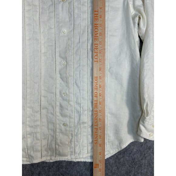 VTG Ralph Lauren Womens Linen Button Up Shirt Pleated Mock Neck Long Sleeve Sz M - Picture 8 of 11